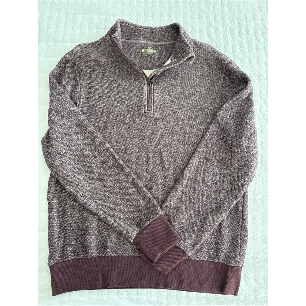 Mens 1/4 Zip Top Size Large Wine Outdoor Life EUC
